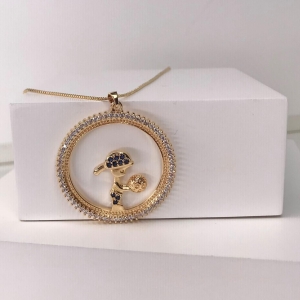 Colar Mandala com 1 Filho/Filha com zirconia 12 mm