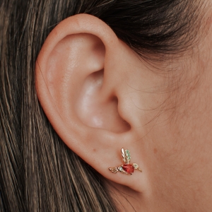 Brinco Beija Flor Micro Zircônia Vermelha