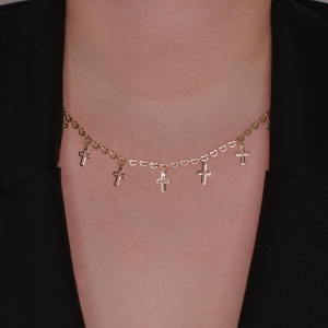 Chocker elo Coração Pequeno com Cruz 40cm