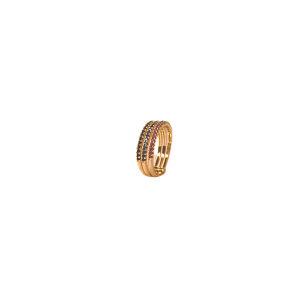 Anel  Três Aros Rosa/Azul/Preto