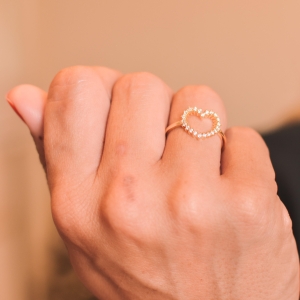 Anel Coração Cravejado Cristal