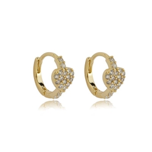 Brinco argola coração microzircônia 12 mm