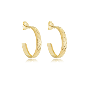 Brinco argola trabalhada 35 mm diamantada