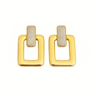 Brinco argola retangular base microzircônia