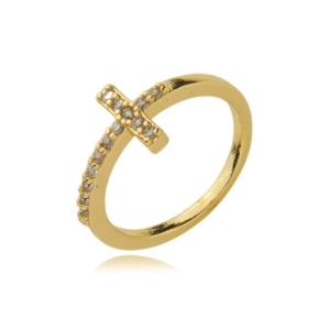 Anel Cruz no meio cravejado