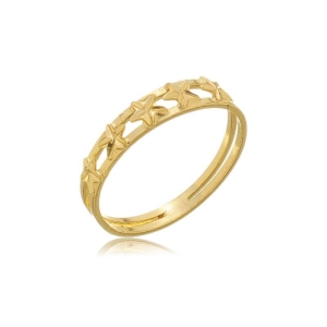 Anel Réplica 3 Ouros diamantado 5 estrelas