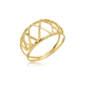 Anel Réplica 3 Ouros fosco diamantado geometrico