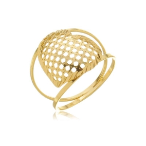 Anel  réplica diamantado coracao vazado torto