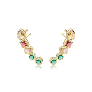 Brinco aircuff  zircônia colorida multiformas