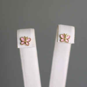 Brinco borboleta resinada rosa bebe