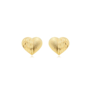 Brinco réplica 3 ouros coração diamantado e fosco