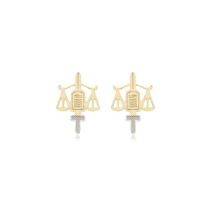 Broche Direito com aplique de ródio