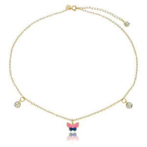 Gargantilha coração resinado rosa e azul