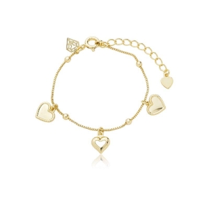 Pulseira bolinha veneziana  e corações11 cm + ext