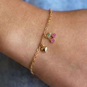 Pulseira cereja microzircônia