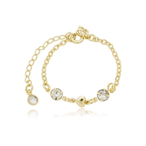 Pulseira elinho coração e zircônia 11 cm + ext