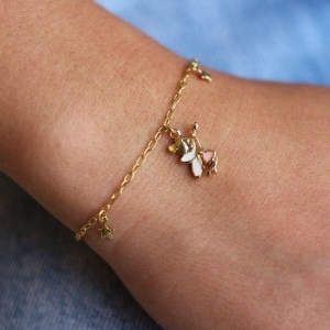 Pulseira fada rosa e branca resinada com estrela