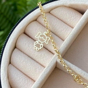 Pulseira elo portuguêscom pingente de filhos