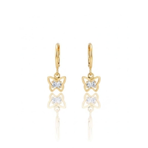 Brinco Argolinha Articulada com Borboleta Cristal