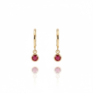 Brinco Argolinha Articulada Zircônia Vermelha