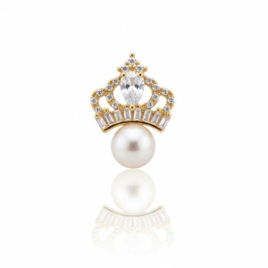 Brinco Luxo Coroa Cristal com Perola