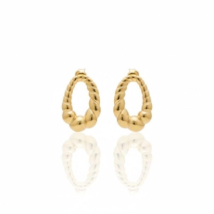 Brinco Oval Trançado Liso