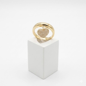 Anel Coração Pendurado Micro Zircônia Cristal