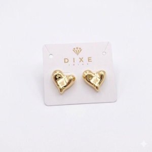 Brinco Orgânico Coração Torto Martelado