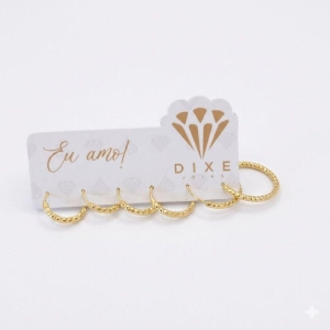 Trio Argola 12/15/20mm Trabalhada Diamantada