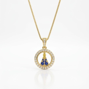 Colar Nossa senhora mini mandala cravejada