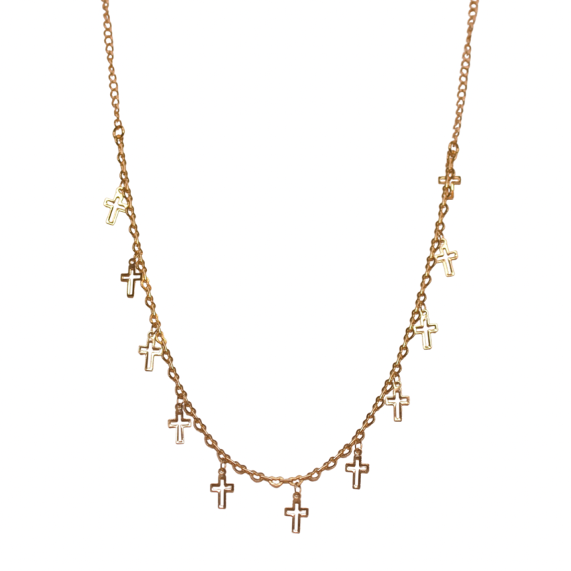 Chocker elo Coração Pequeno com Cruz 40cm