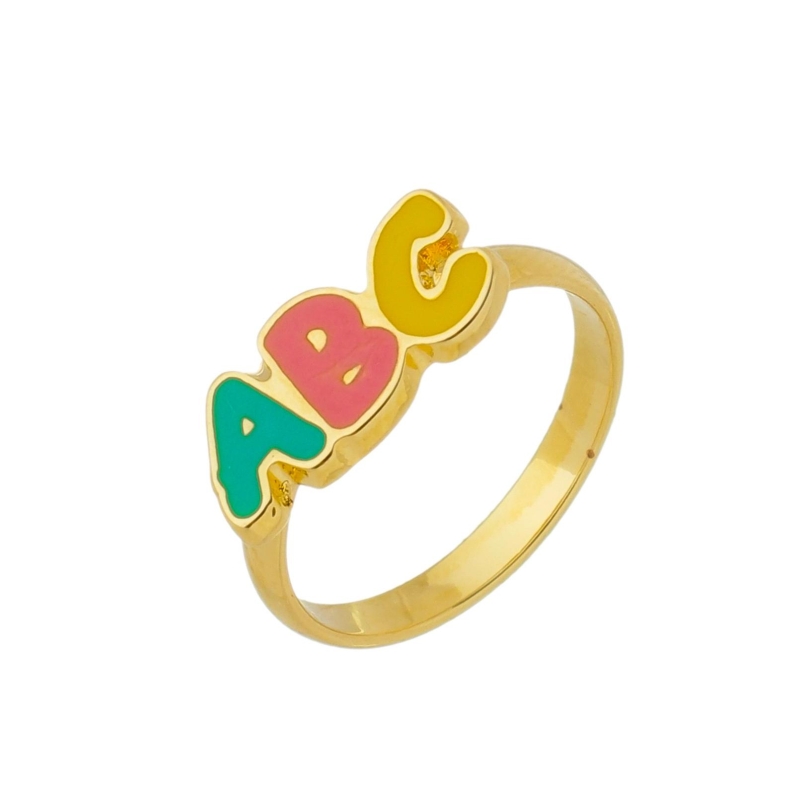 Anel ABC Resinado Letra de Forma