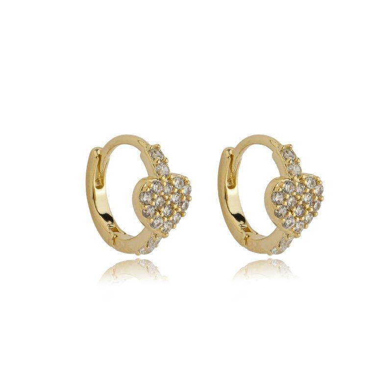 Brinco argola coração microzircônia 12 mm