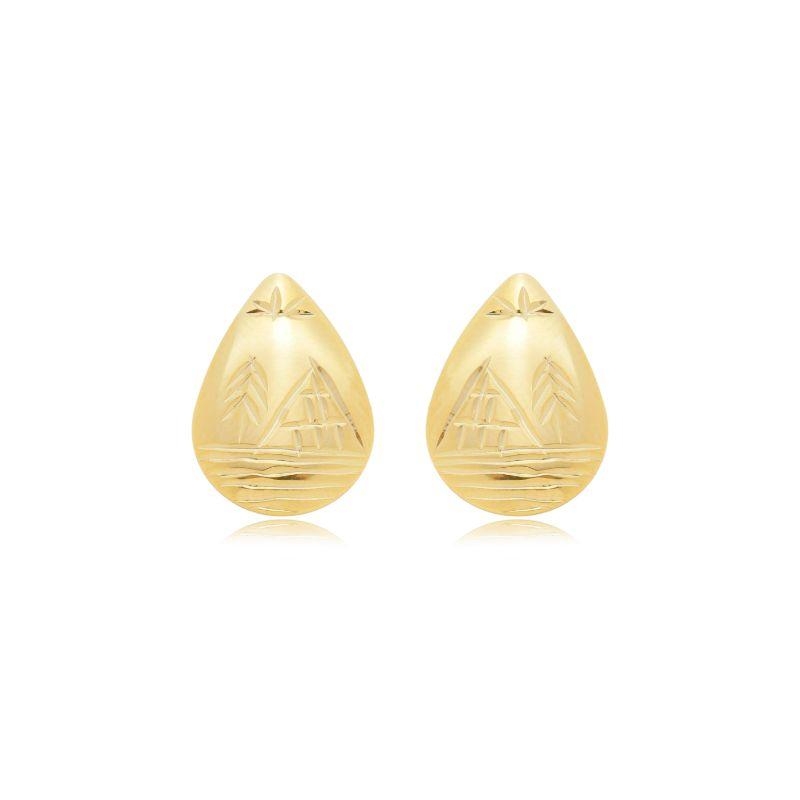 Brinco réplica 3 ouros escrava oval gota