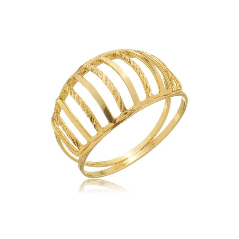 Anel Réplica 3 Ouros fosco diamantado linhas finas