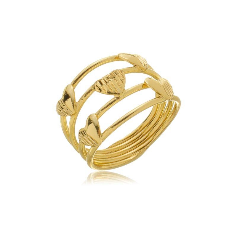 Anel Réplica Ouros 4 fios 3 corações