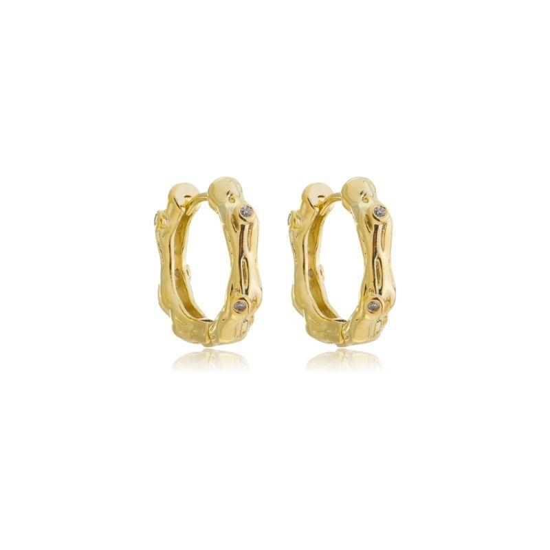 Argola martelada com mini zircônia