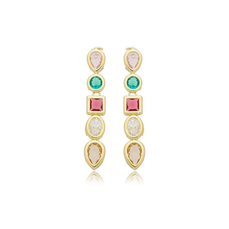 Brinco 5 zircônia colorida multiformas