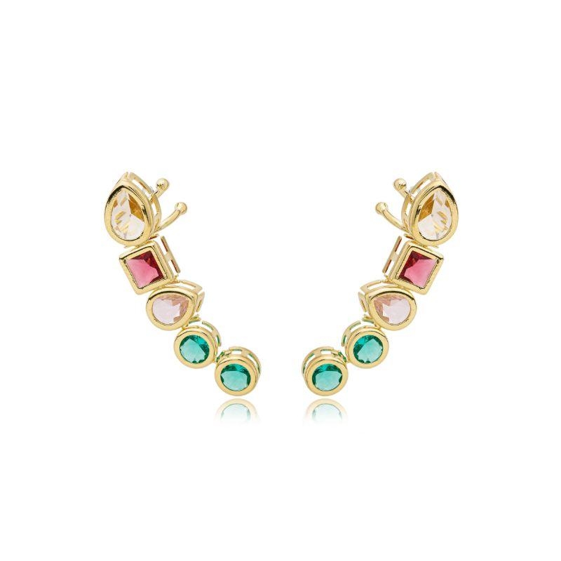 Brinco aircuff  zircônia colorida multiformas