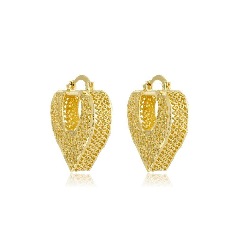 Brinco argola coração inspiração dubai