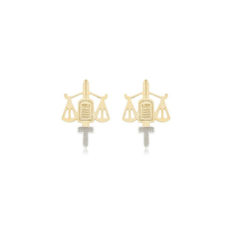 Broche Direito com aplique de ródio