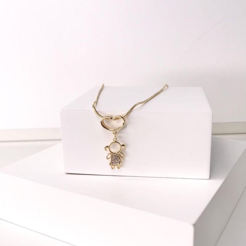 Colar Coração com Filho de micro zircônia