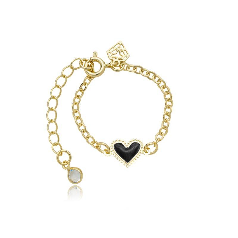 Pulseira coração resinado preto