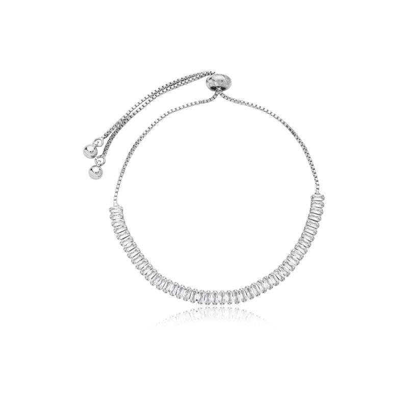 Pulseira Navete banho no ródio com ajuste