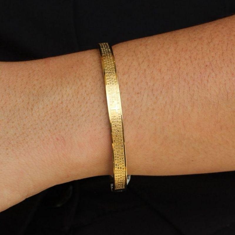 Bracelete Pai Nosso 7mm aço dourado