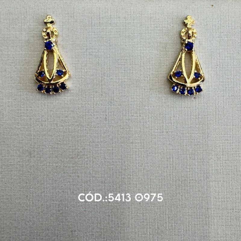 Brinco nossa senhora 20 mm zircônia azul