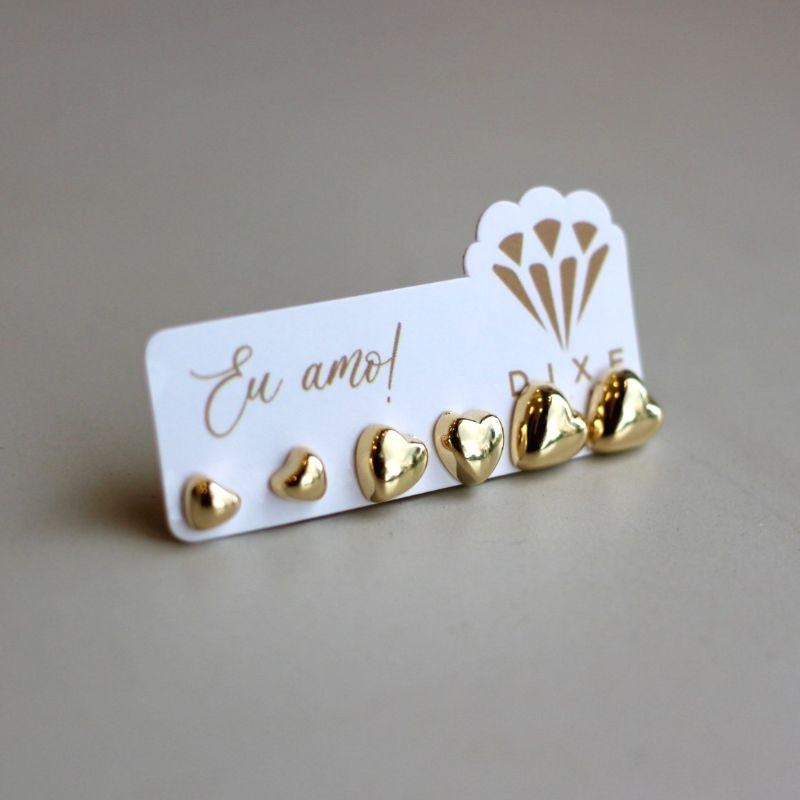 Trio Coração liso 7/6/5 mm