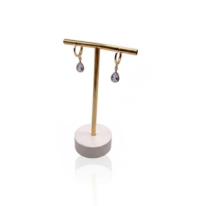 Brinco Argola Articulada C/ Gota Zirconia 15mm