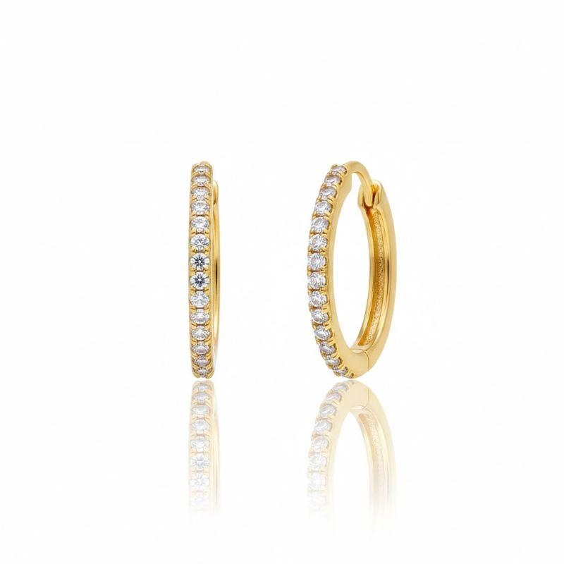 Brinco Argola Retangular Fio de Zircônia Pino no Meio