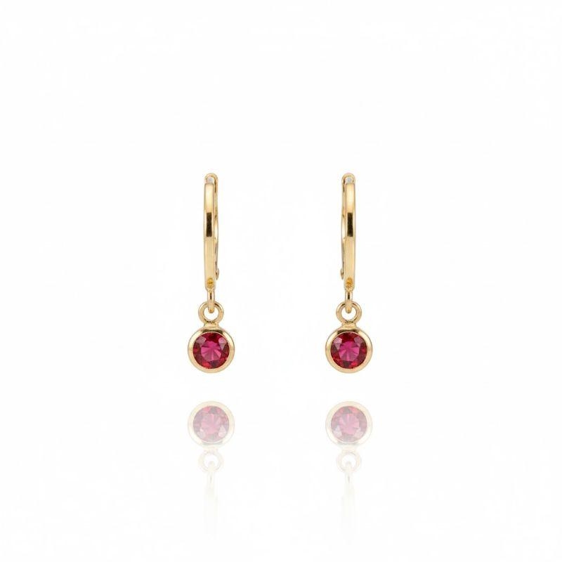 Brinco Argolinha Articulada Zircônia Vermelha